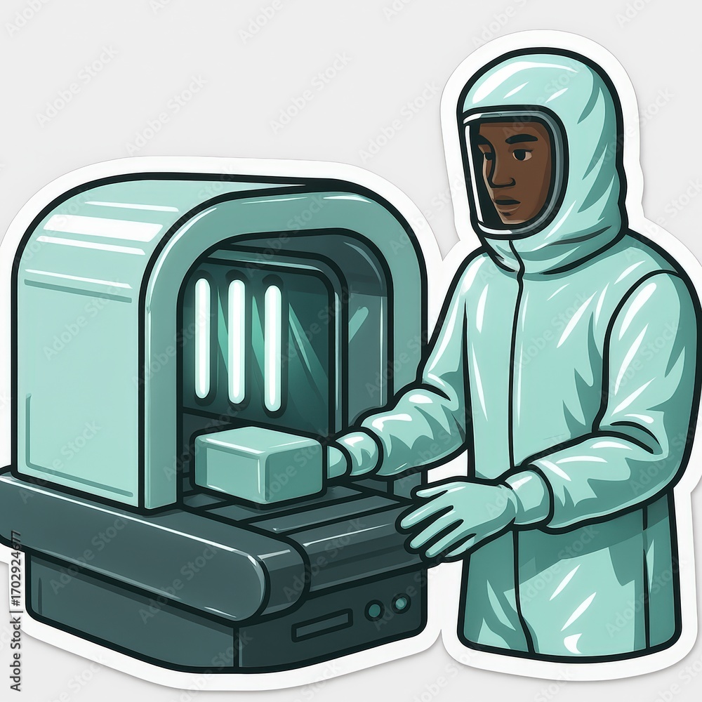 Aufkleber innovative technician operating advanced scanning machinery with precision in a sterile environment 