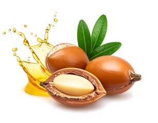 Argan oil seeds with splash