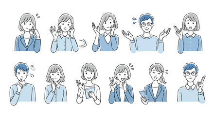 Diverse professionals express various emotions and ideas, perfect for business and communication concepts