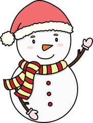 Cute snowman winter scarf hat smile happy face mitten