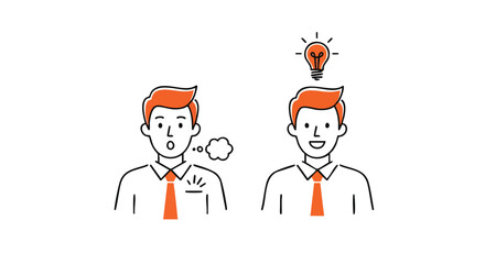 Man has an idea, another man expresses surprise and wonder at the concept