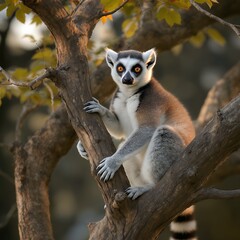Naklejka premium A Ring-tailed Lemur in a Tree