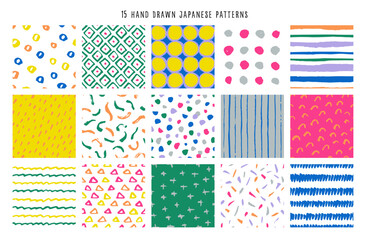 15の手書きのシームレスパターンコレクション