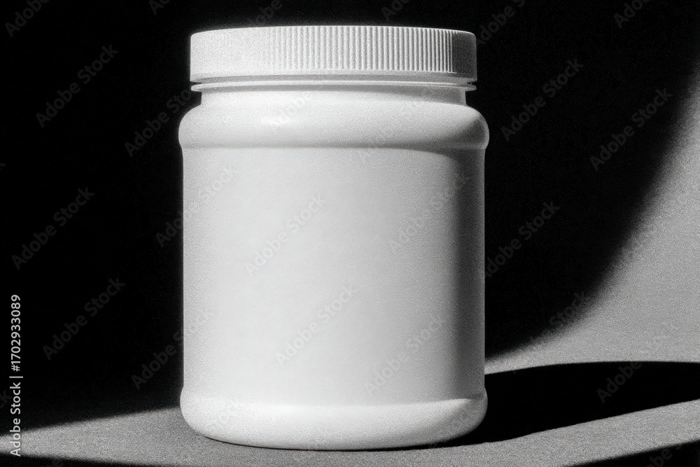 Poster minimalist white container illuminated against a dark background showcasing the elegance of simplici