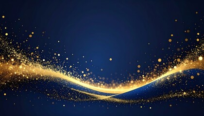 Obraz premium Abstract golden wave design on dark blue background