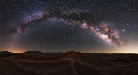 Fototapeta premium A wide-angle shot of the star-filled night sky over the remote landscape of the Atacama Desert, Chile