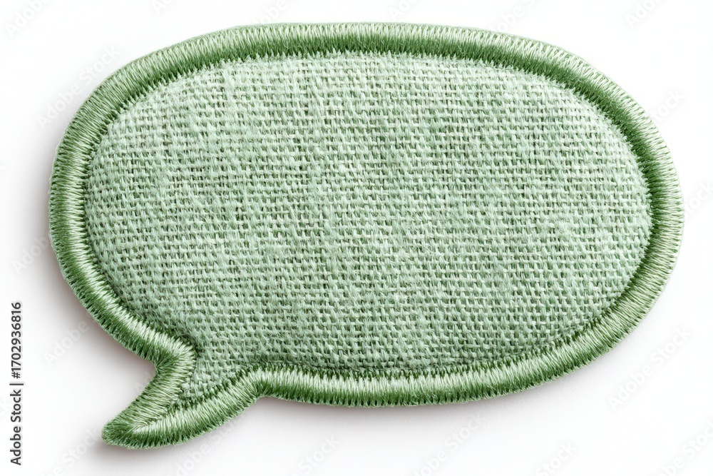 Poster embroidered green speech bubble patch symbolizing communication and expression representing the grow