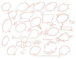 ポップでかわいいアメコミの吹き出しセット　線・赤