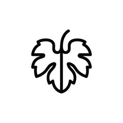 Grape Leaf Outline Icon Depicting Vineyard Plant on White Background
