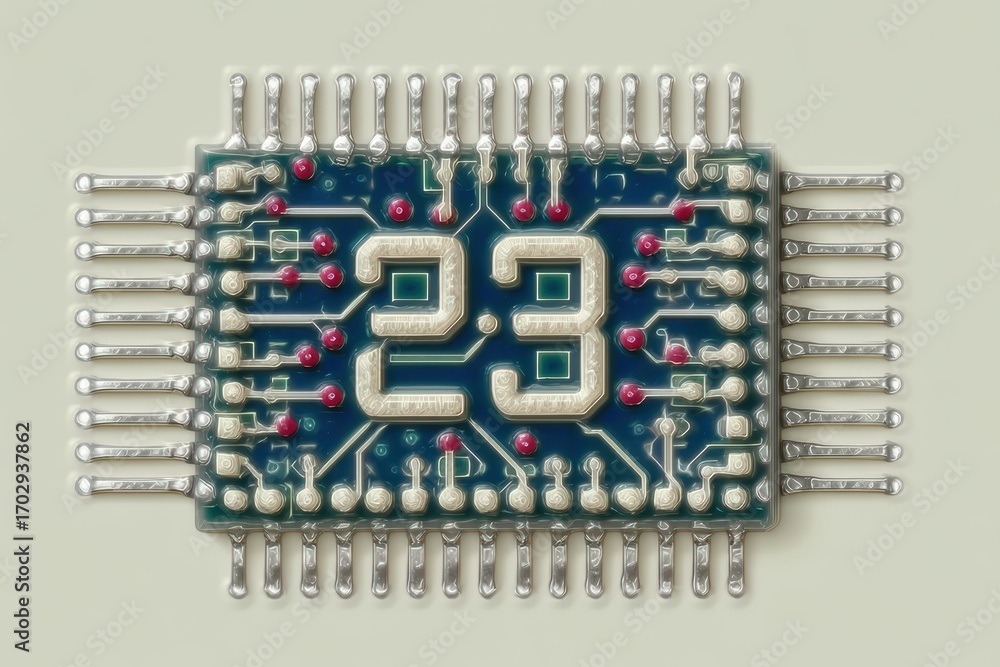 Poster captivating close-up of a modern microchip component emphasizing intricate circuit design details sh