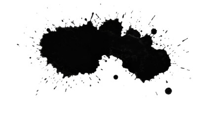 Isolated on transparent background, a bold black ink blot creates a striking and abstract visual impact