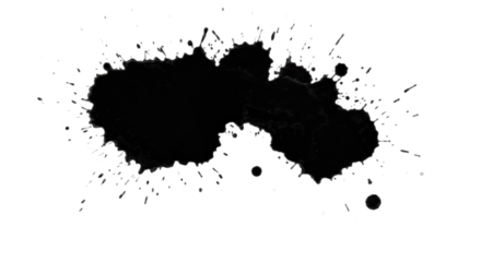 Isolated on transparent background, a bold black ink blot creates a striking and abstract visual impact