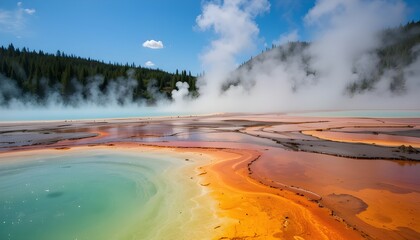 Naklejka premium Colorful Hot Springs & Geysers – nature, adventure.