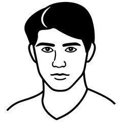 Stylized black and white portrait of a young man s face in a clean silhouette style