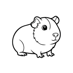 Obraz premium Cute cartoon style pig with big eyes and small ears sitting calmly on a white background illustration