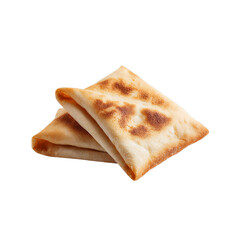 Fototapeta premium Golden - brown triangular pastries stacked showcasing their crispy texture against a stark background Delicious culinary delight