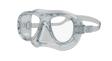 Clear diving mask isolated on transparent background, perfect for underwater exploration and swimming