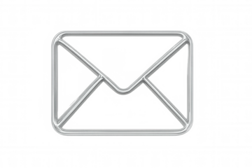 Chrome envelope icon isolated on transparent background, symbolizing email, messaging, and online communication