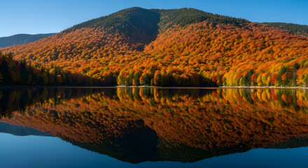 Perfect Autumn Reflection on a Mountain Lake