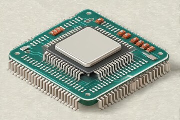 High-performance microprocessor on a detailed printed circuit board showcasing intricate structures and precision engineering for advanced computing and digital innovation