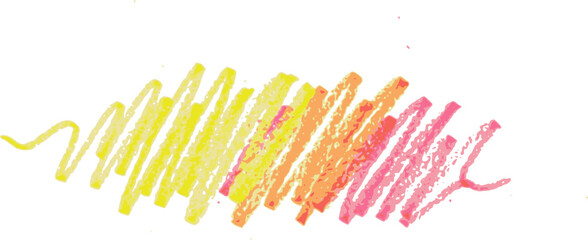Color Crayon Scribble Textures, Hand Drawn Colorful Pastel Strokes on White Background.