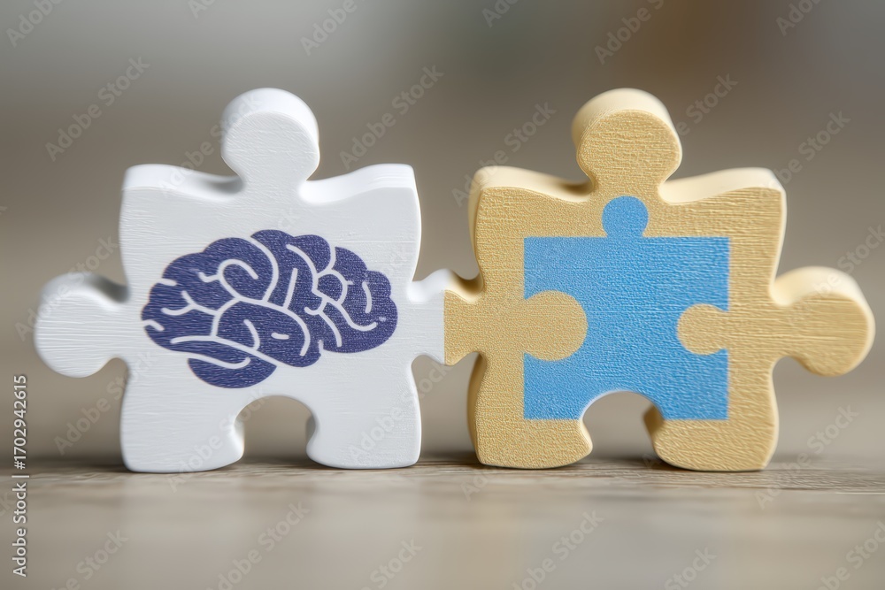 Poster innovative synergy of cognitive brain puzzle pieces creating a conceptual representation of problem-