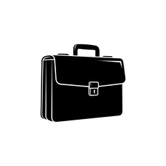 A stylish black leather briefcase and suitcase are isolated on a white background, perfect for business travel