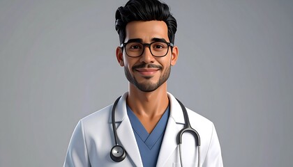 Cartoon doctor portrait against a neutral background