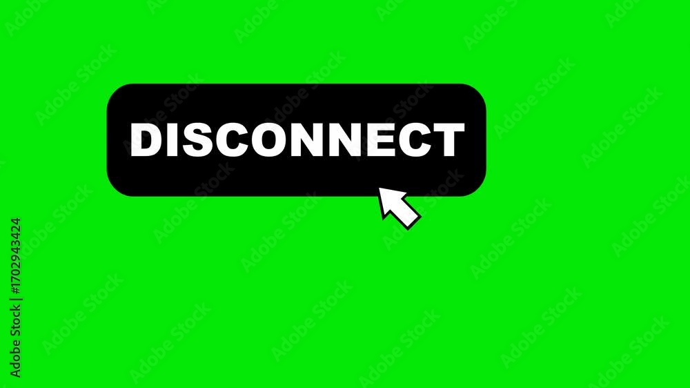 Poster video animation black and white concept icon click computer cursor mouse on disconnect button digita
