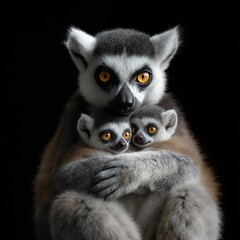 Obraz premium Mother Lemur with Young