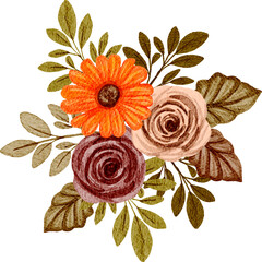 Autumn floral arrangement watercolor