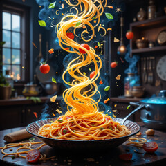 춤추는 스파게티가 승천하는 그림