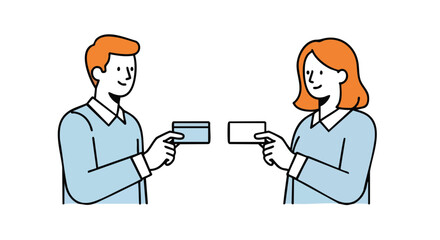 Smiling diverse colleagues exchange business cards for networking and collaboration opportunities