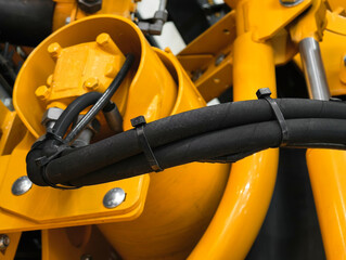 Hydraulic motor components showcasing precision engineering in a vibrant industrial workspace