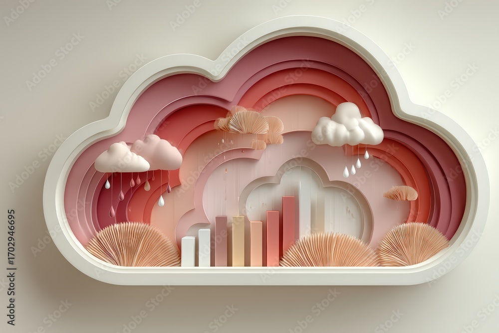 Poster soft pastel cloudscape showcasing artistic interpretation with layered textures and vibrant colors h