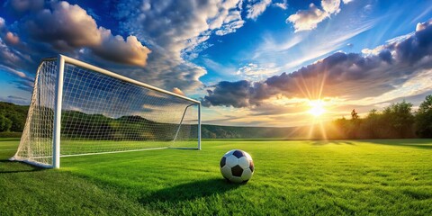 Panoramic Soccer Field: Teamwork, Skill, and Competition