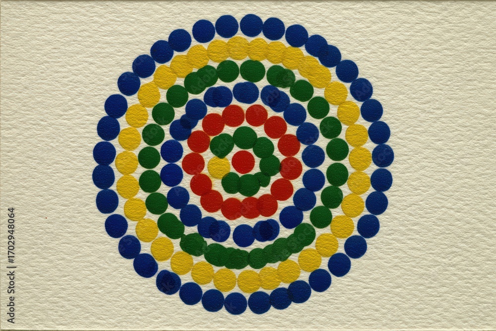 Aufkleber colorful concentric circles composed of vibrant dots creating a stunning visual harmony that evokes 