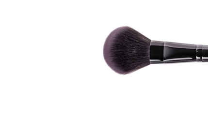 Closeup of a professional makeup brush isolated on transparent background for applying blush and contouring on the face