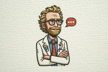 Obraz premium Expert scientist embodying intellectual curiosity with a thoughtful expression while wearing spectacles and a lab coat in an engaging and professional setting promoting discovery and innovation