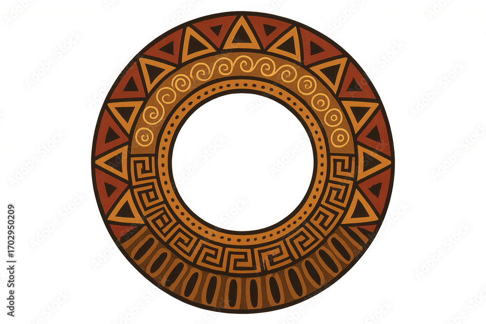 Poster circular frame featuring greek-inspired patterns, ideal for adding a touch of ancient elegance to de