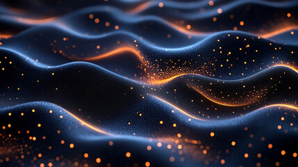 Abstract digital waves with glowing particles