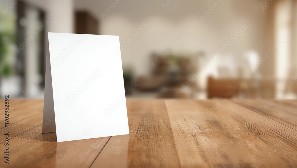 Poster mock up blank menu frame on table in coffee shop stand for your text of display your product
