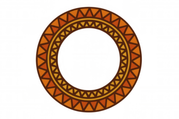 Tribal circular frame featuring intricate geometric patterns, highlighting cultural design elements against transparent backdrop