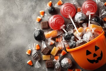 Sweet Halloween Treats in a Jack-O'-Lantern Bucket