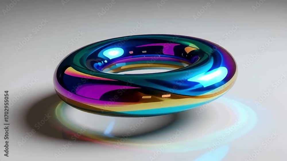 Poster iridescent ring reflecting light creating dynamic colorful patterns and mesmerizing visual effects