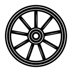Fototapeta premium Vintage Wagon Wheel Vector | Black and White Circular Wheel Illustration
