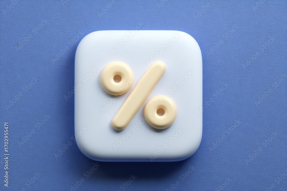 Poster visual representation of a percentage symbol rendered in a soft pastel color palette against a textu
