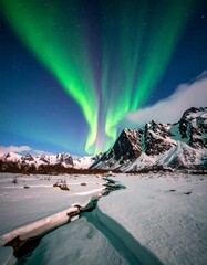 Northern Lights over snowy mountains (2)