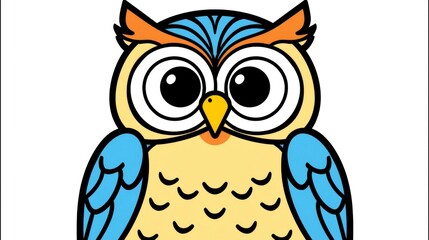 Fototapeta premium Adorable Cartoon Owl with Big Eyes - Perfect for Children's Illustrations