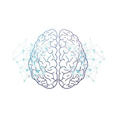 Illustration depicting a human brain with connected neural network structures.